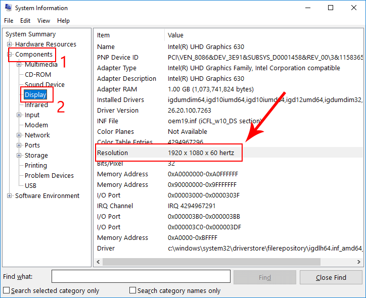 check monitor refresh rate by system information