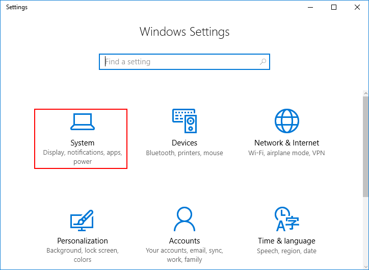 open system settings