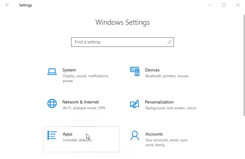 Windows 10 Settings Apps