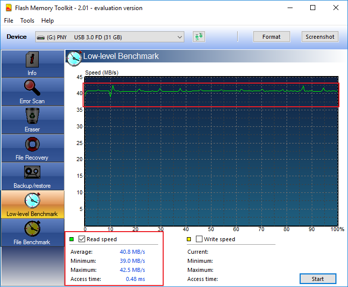 flash memory toolkit low-level benchmark