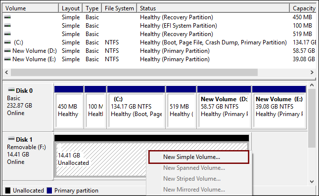select new simple volume