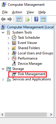 Click Disk Management from the list.