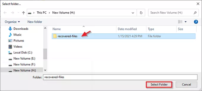 Set a destination to place files