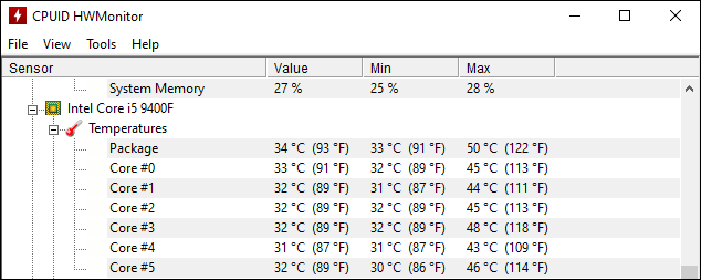 temp of free cpu with aftermarket fan