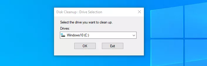 Select the drive you want to clean and click OK
