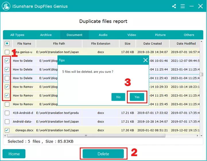 Choose the types you want to scanning and click the button Start scanning.