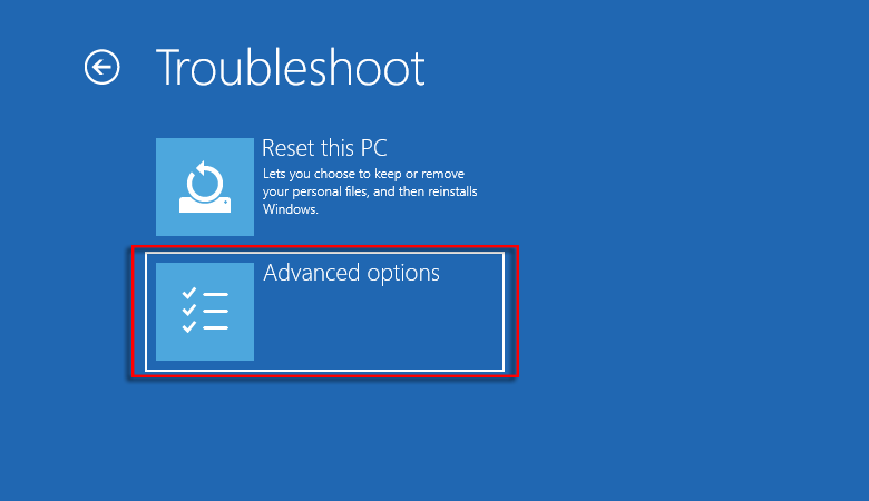 Choose Advanced options