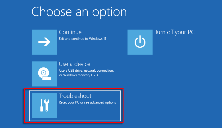 Choose TroubleShoot