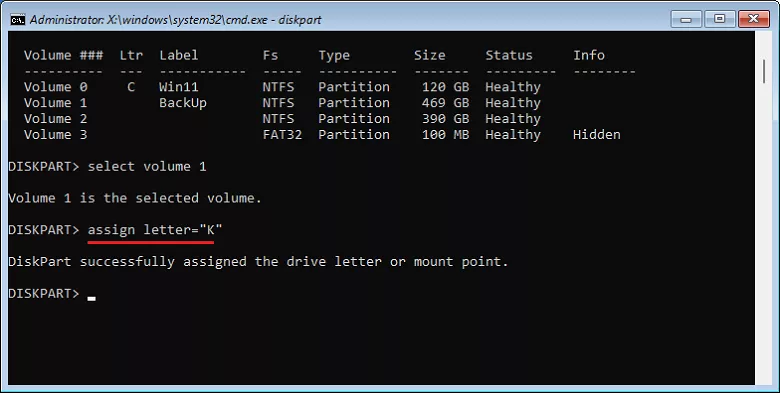 Assign drive letter