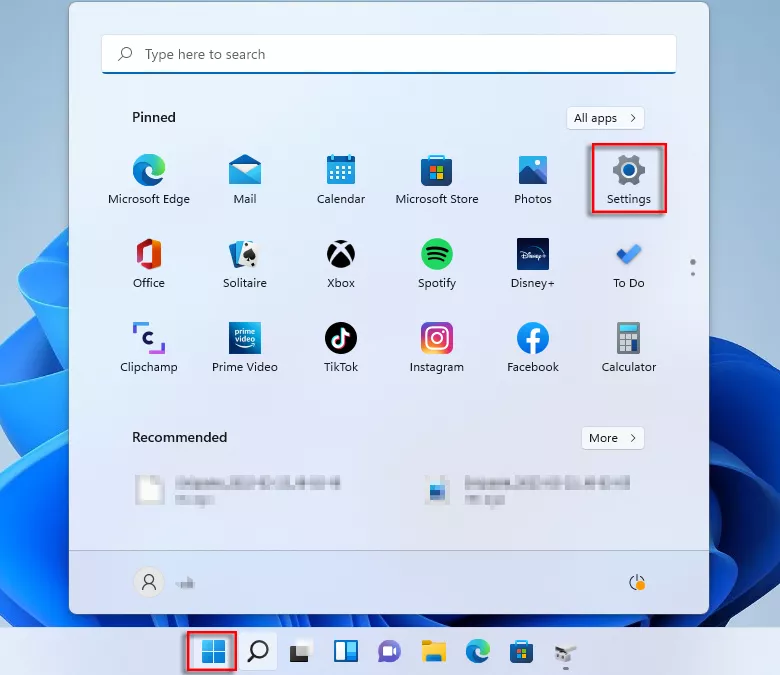 Select settings