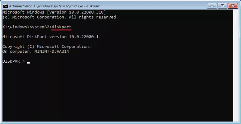 Type diskpart again