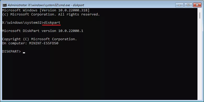 Type diskpart