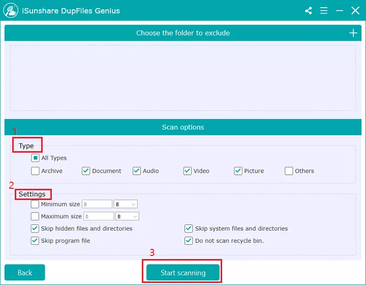 Customize your scan settings.