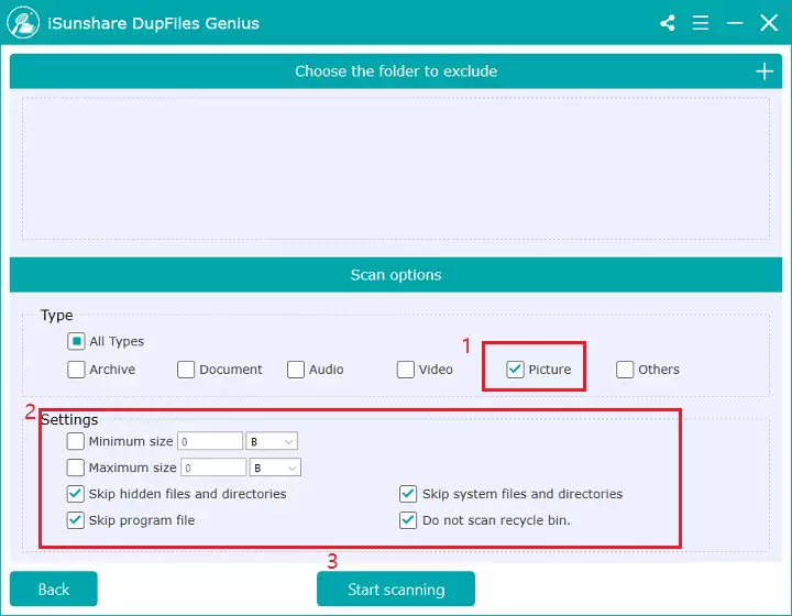 Configure your scan settings.