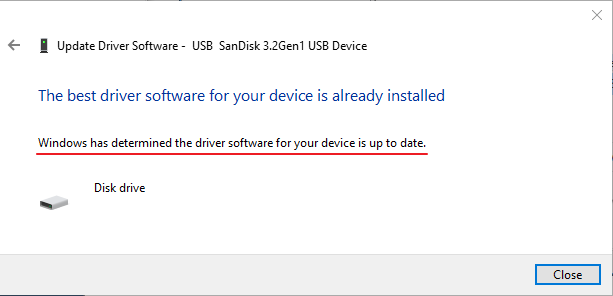 the best driver software for your device is already installed
