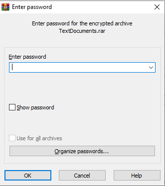 Enter password to extract.