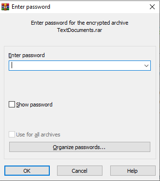 Enter password to extract