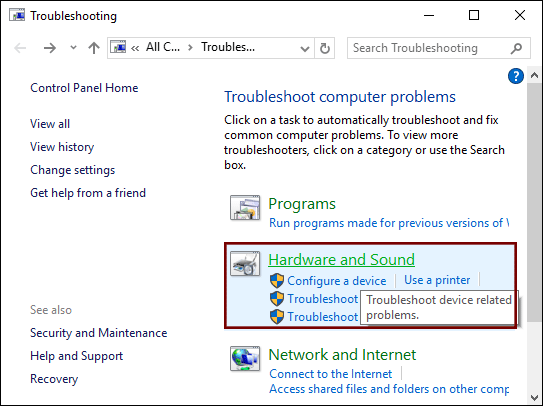 troubleshoot hardware and sound