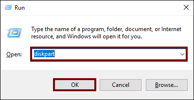 open diskpart.exe