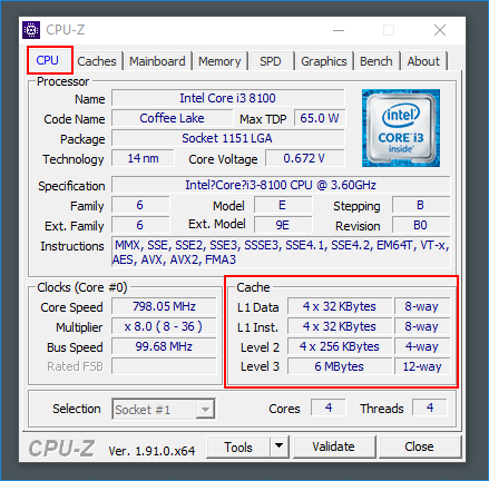 sprawdź pamięć cache procesora na CPU