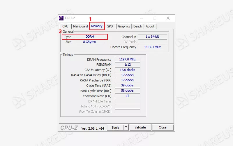 use cpu z to check ddr