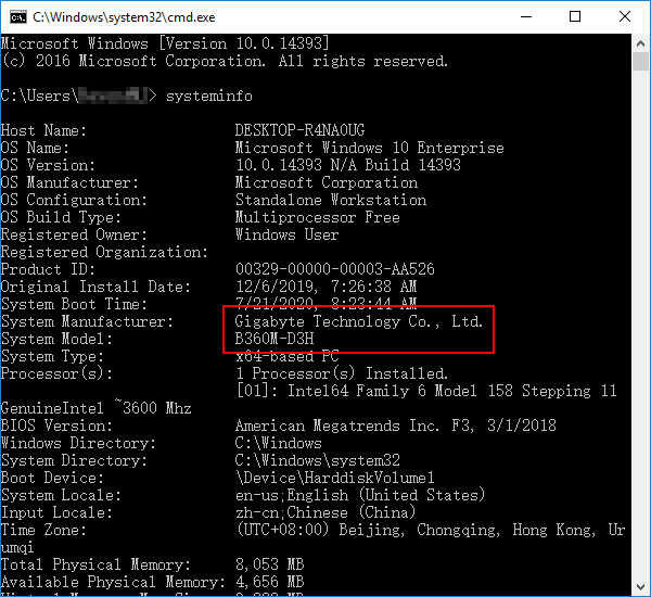 check system information by cmd