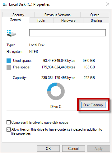 Choose Disk Cleanup