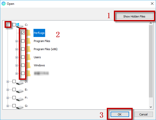 Click Show hidden files