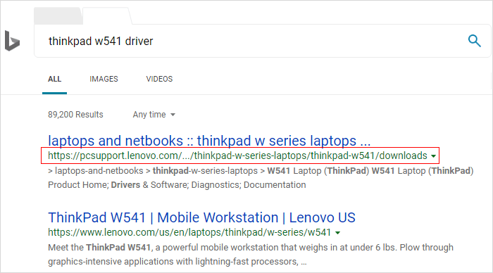 search driver for w541