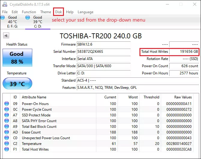 check total host writes
