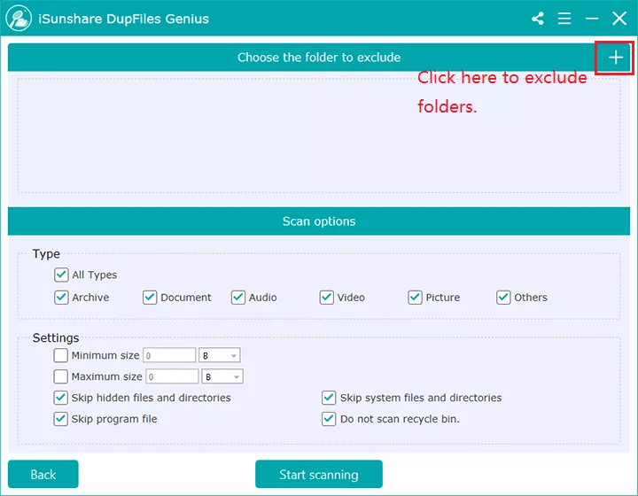 Exclude a folder if necessary