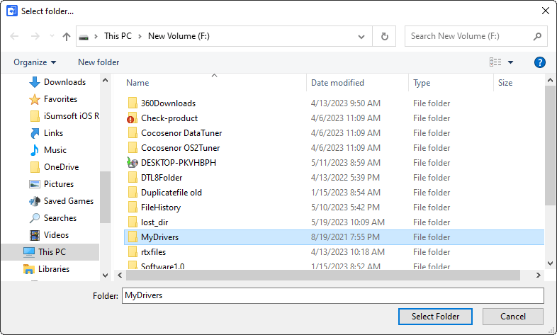 select folder
