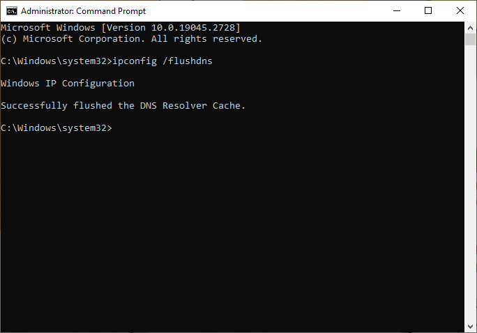 Successfully flushed DNS. 