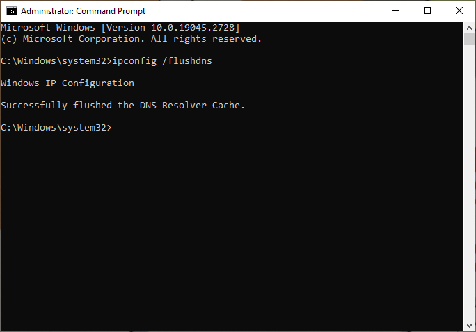 Successfully flushed DNS
