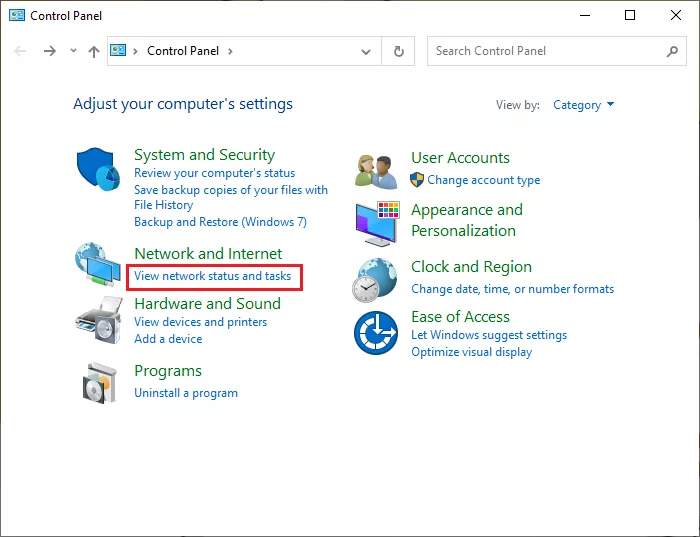 Click view neetwork status and tasks