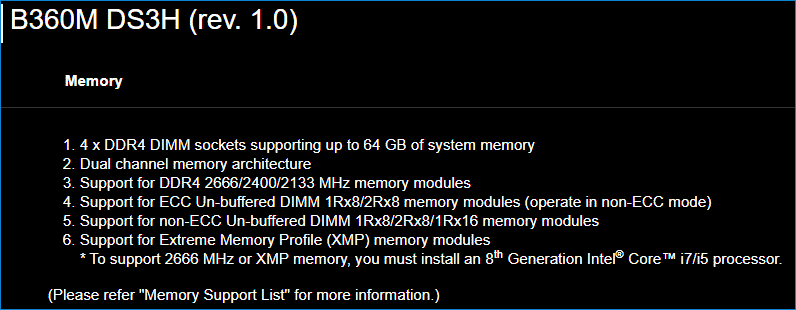 ram supported by motherboard