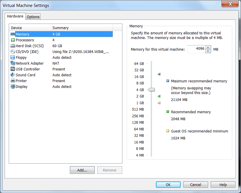 allocate memory to vmware