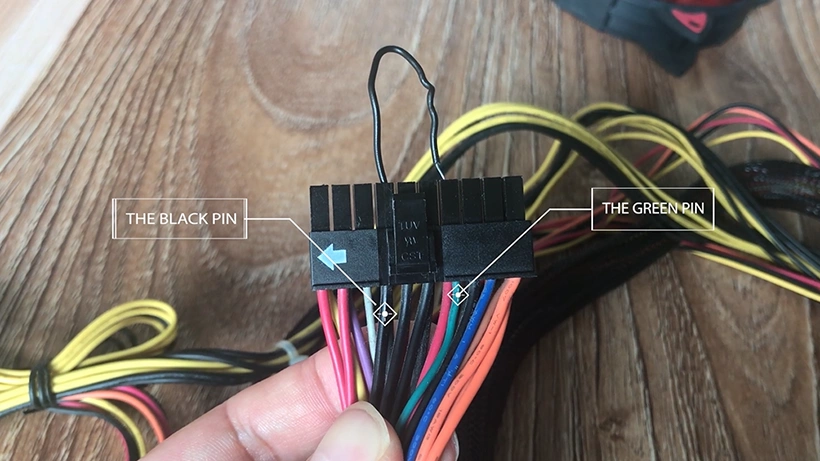 connect green pin and black pin with wire