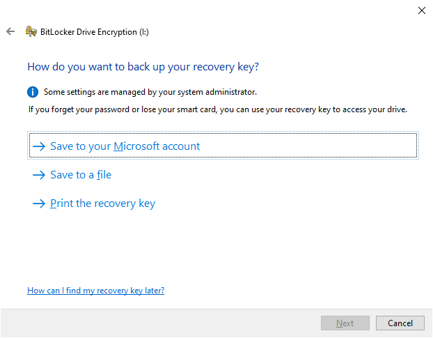 Back up recovery key.