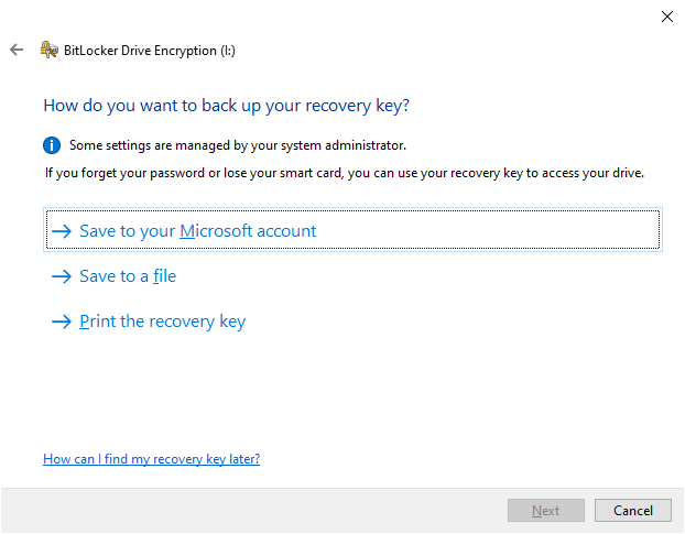 Back up recovery key