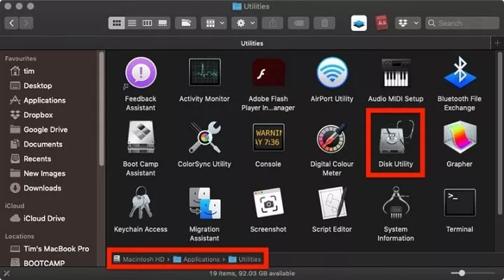 Choose disk utility