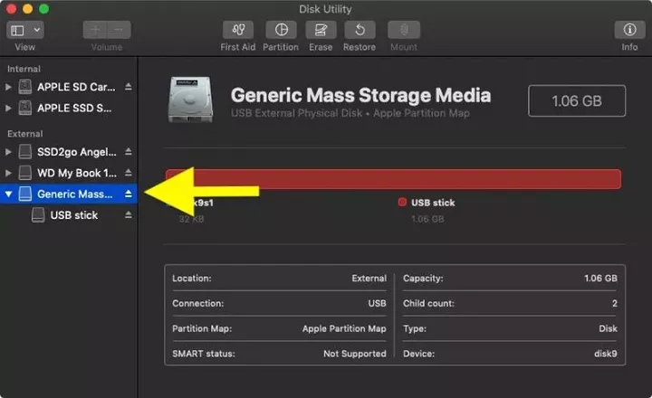 Select your USB drive.