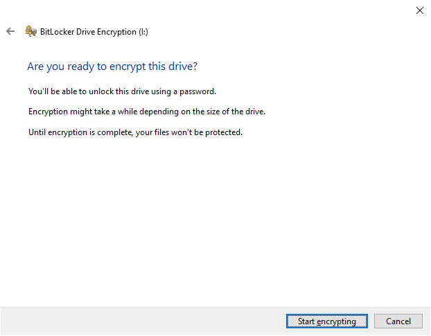 Click Start encrypting