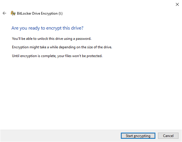 Click Start encrypting.