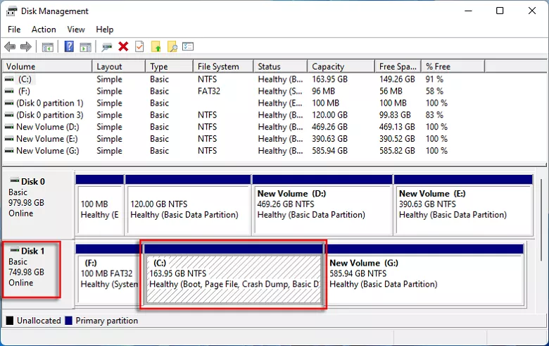 Hard disk has been changed