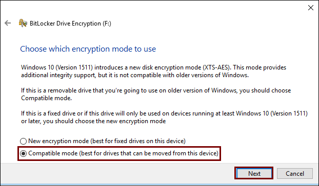 Choose Compatible mode in the pop-out box