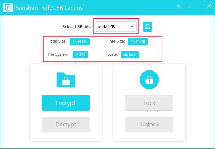The surface of iSunshare SafeUSB Genius