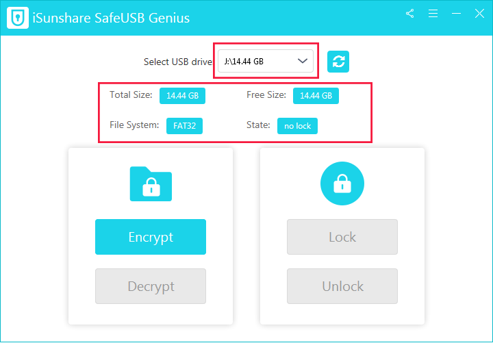 The surface of iSunshare SafeUSB Genius.