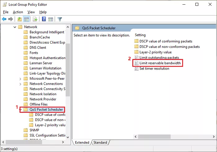 Select limit reservable bandwidth.