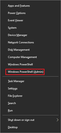 Select Windows PowerShell (Admin).